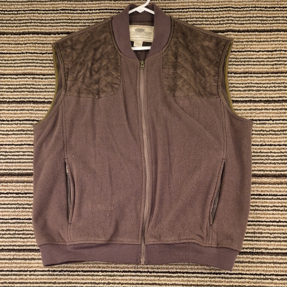 BOYT Harness Company Military Green Brown Polyester Fleece L‎ Mens Sweater Vest